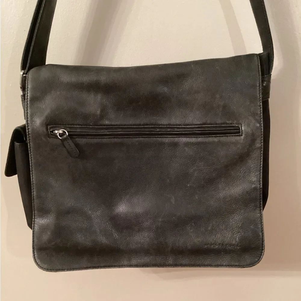 FOSSIL BLACK LONG LIVE VINTAGE LEATHER WORK OFFICE BAG CROSSBODY MESSENGER